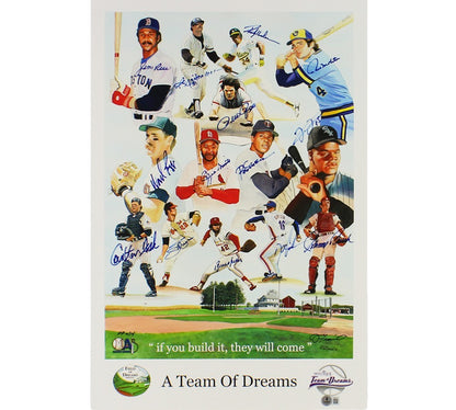 J Rice, R Jackson, R Henderson Signed #5A Team of Dreams 16x23 MLB Print 14 Sigs