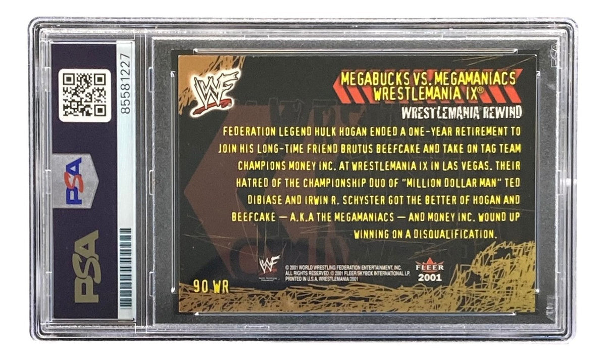 Hulk Hogan Signed 2001 Fleer WWF Wrestlemania #90WR Trading Card PSA