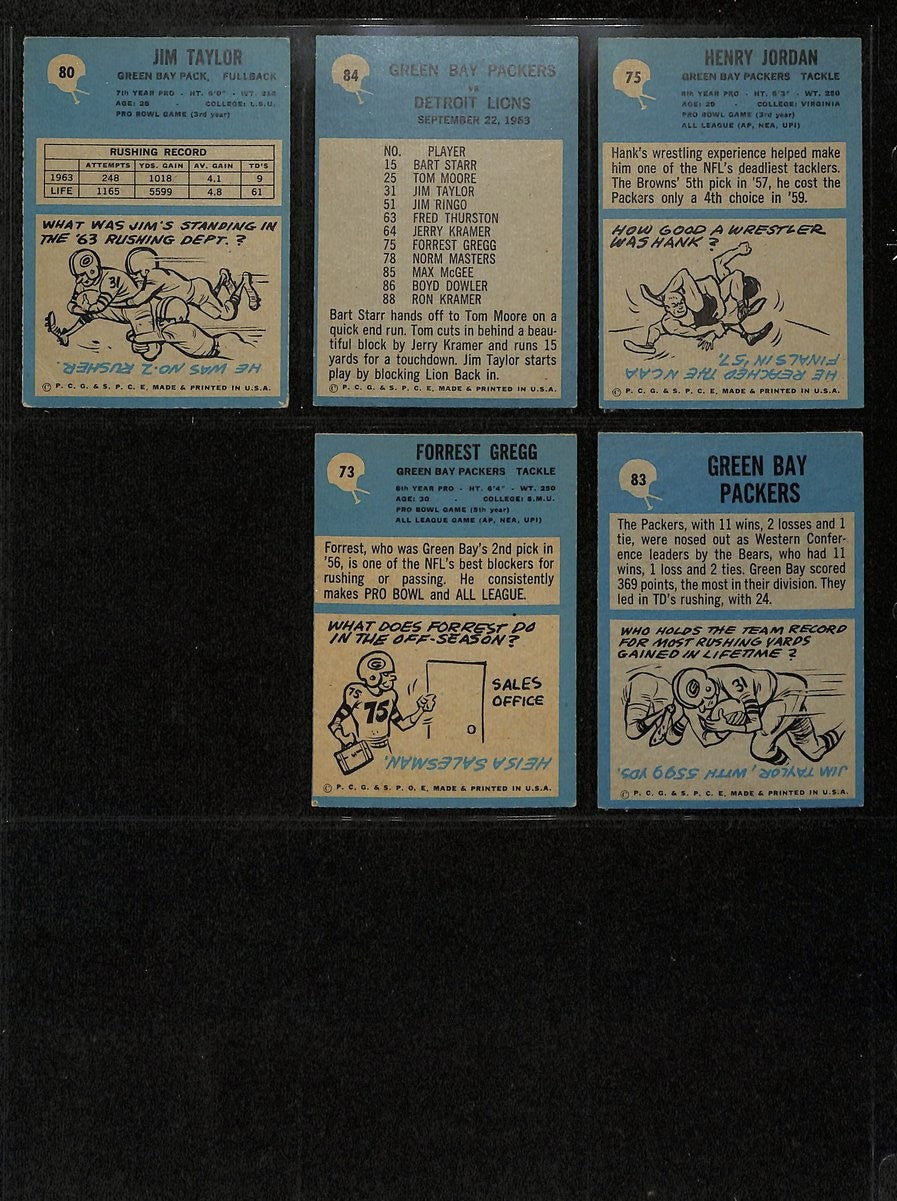 1964 Philadelphia Football Cards Green Bay Packers Partial Team Set (13) 200316