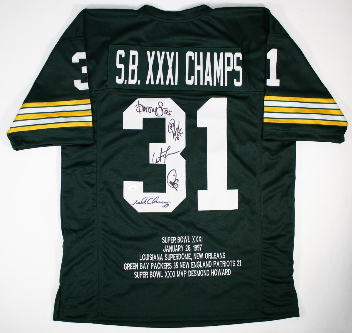 Super Bowl XXXI Packers Jersey Signed 5/ Freeman, Rison, Brooks, Levens & Chmura