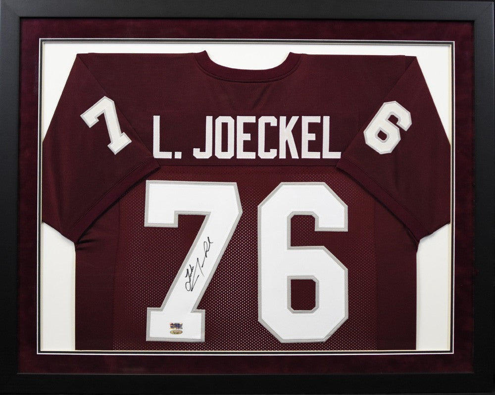 LUKE JOECKEL SIGNED TEXAS A&M AGGIES #76 MAROON FRAMED JERSEY TRISTAR