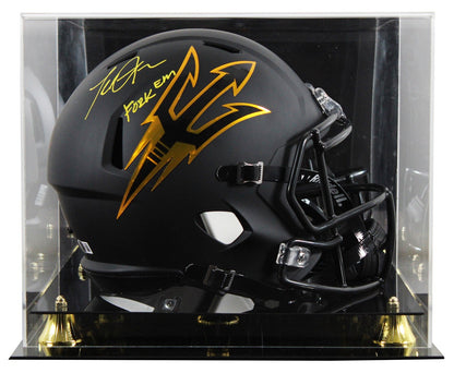 ASU Terrell Suggs "Fork Em" Signed Black F/S Speed Rep Helmet W/ Case BAS Wit