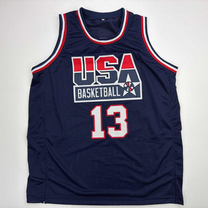 Autographed/Signed Shaquille Shaq O'Neal USA United States Blue Jersey PSA COA