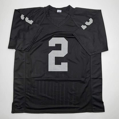 Autographed/Signed Ashton Jeanty Oakland Black Football Jersey Beckett BAS COA
