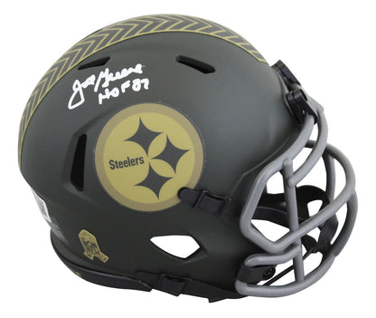 Steelers Joe Greene "HOF 87" Signed STS IV Speed Mini Helmet W/ Case BAS Witness