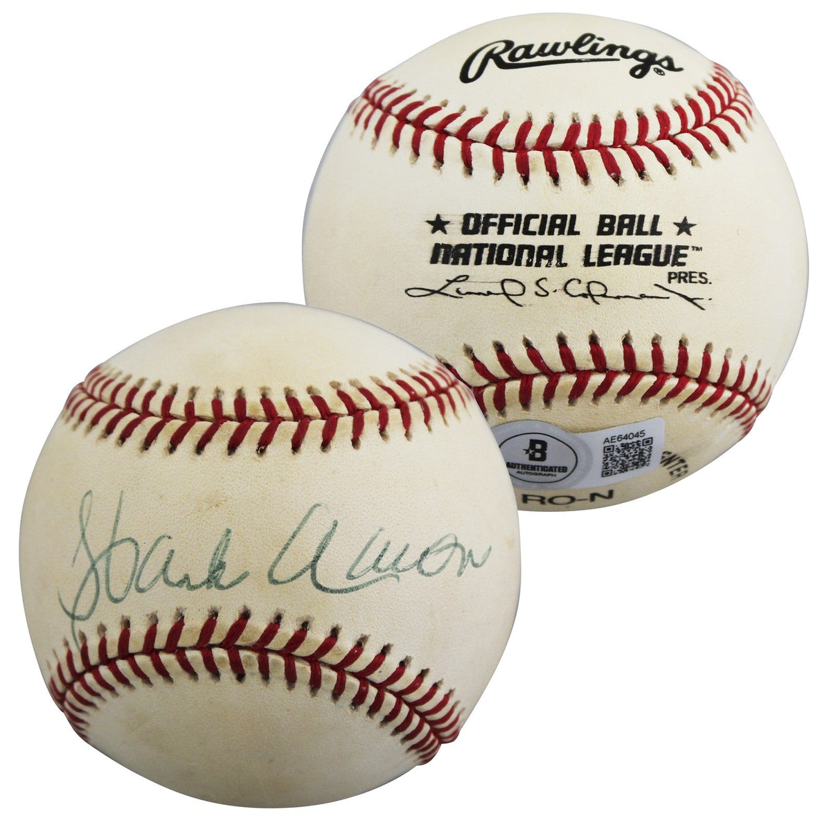 Braves Hank Aaron Authentic Signed Leonard Coleman ONL Baseball BAS #AE64045