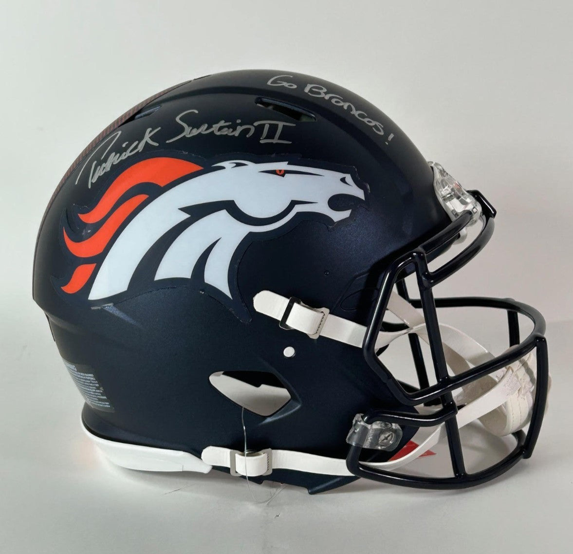 Patrick Surtain II Autographed/Inscribed "GO BRONCOS" Navy Pro Helmet BAS COA