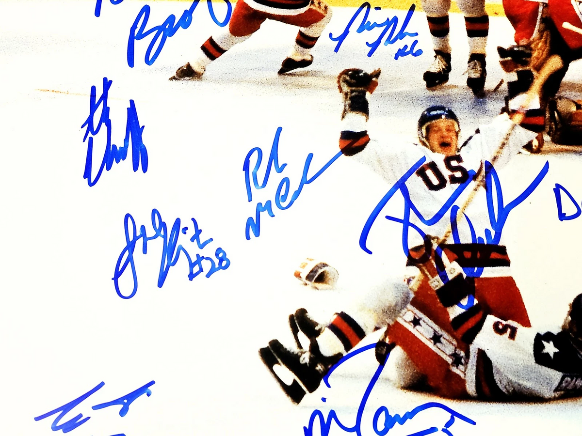 1980 Team USA Hockey Miracle On Ice Auto 16x20 Photo Believe? 19 Sigs Eruzione