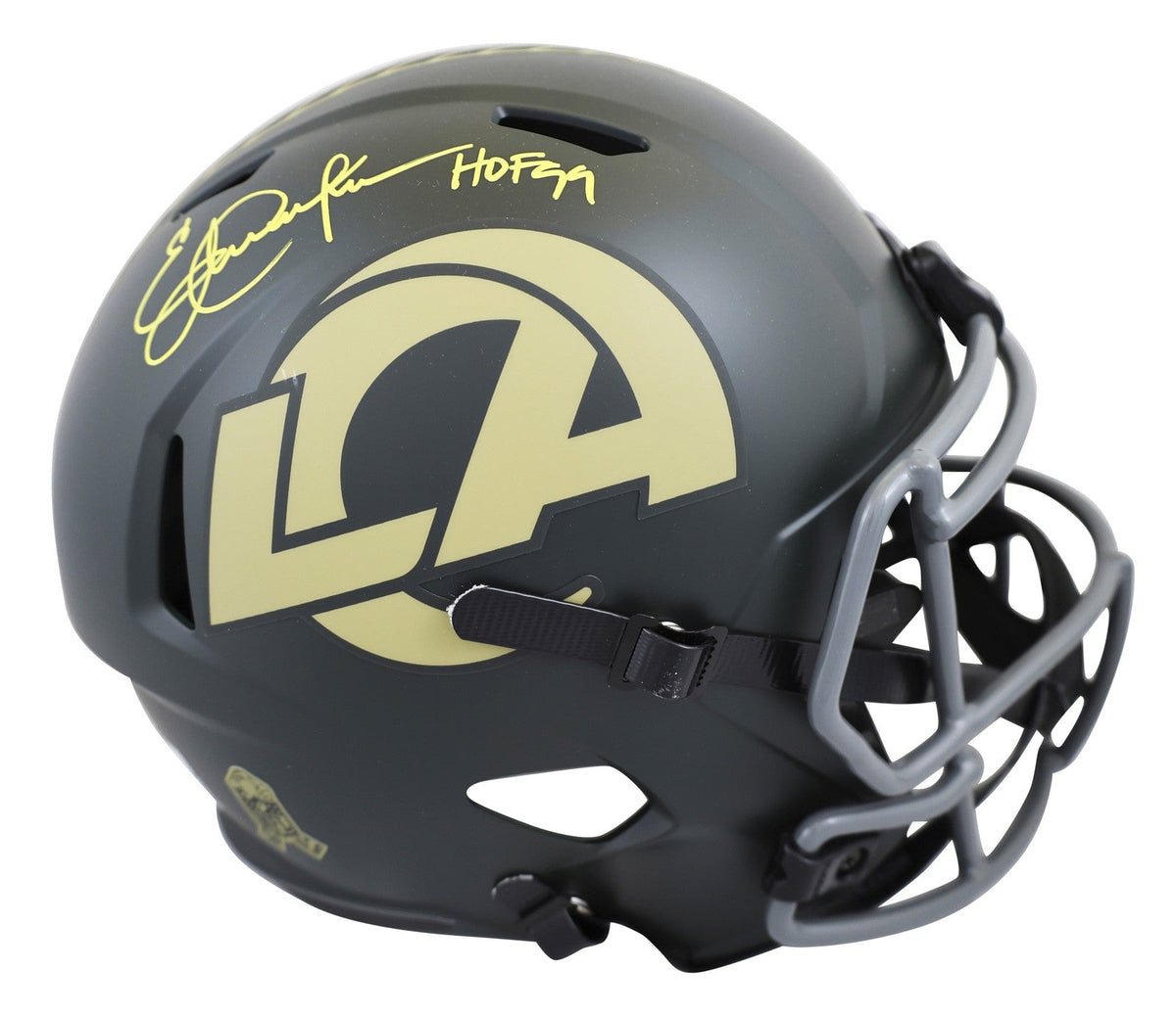 Rams Eric Dickerson "HOF 99" Signed STS IV F/S Speed Rep Helmet W/ Case BAS Wit