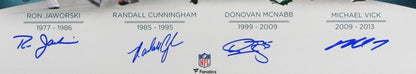 Eagles 4 QB's Cunningham Jaws McNabb Vick Signed 16x20 Photo Framed JSA 164302