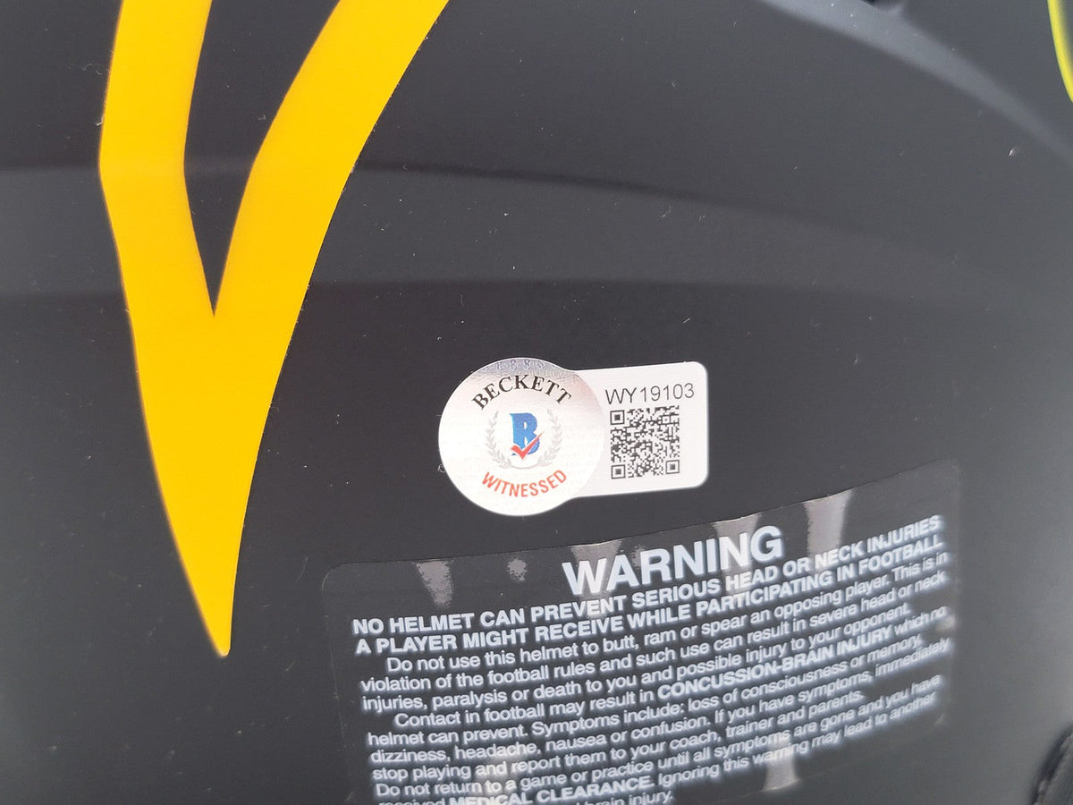 Justin Herbert Auto Chargers Eclipse Black Full Size Spd Helmet 2020 NFL ROY BAS