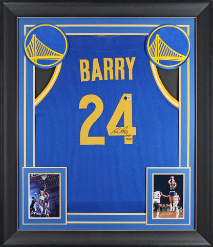 Rick Barry "HOF 1987" Authentic Signed Blue Pro Style Framed Jersey BAS Witness
