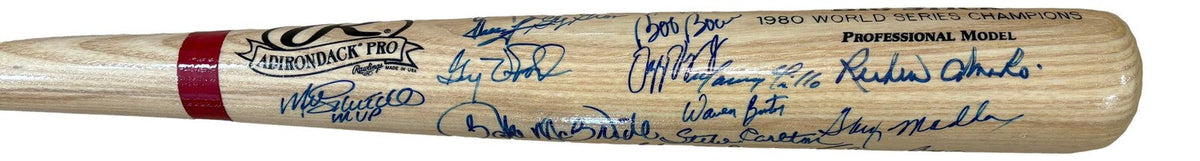 1980 Philadelphia Phillies (24) Team Signed Rawlings Adirondack Bat JSA Hologram