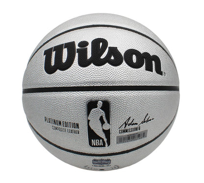 Julius Erving Signed Philadelphia 76ers Wilson Platinum NBA Basketball