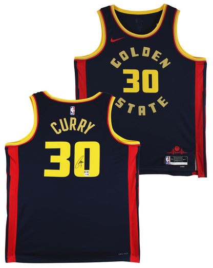 Warriors Stephen Curry Signed Navy Blue Nike 2024 City Swingman Jersey JSA