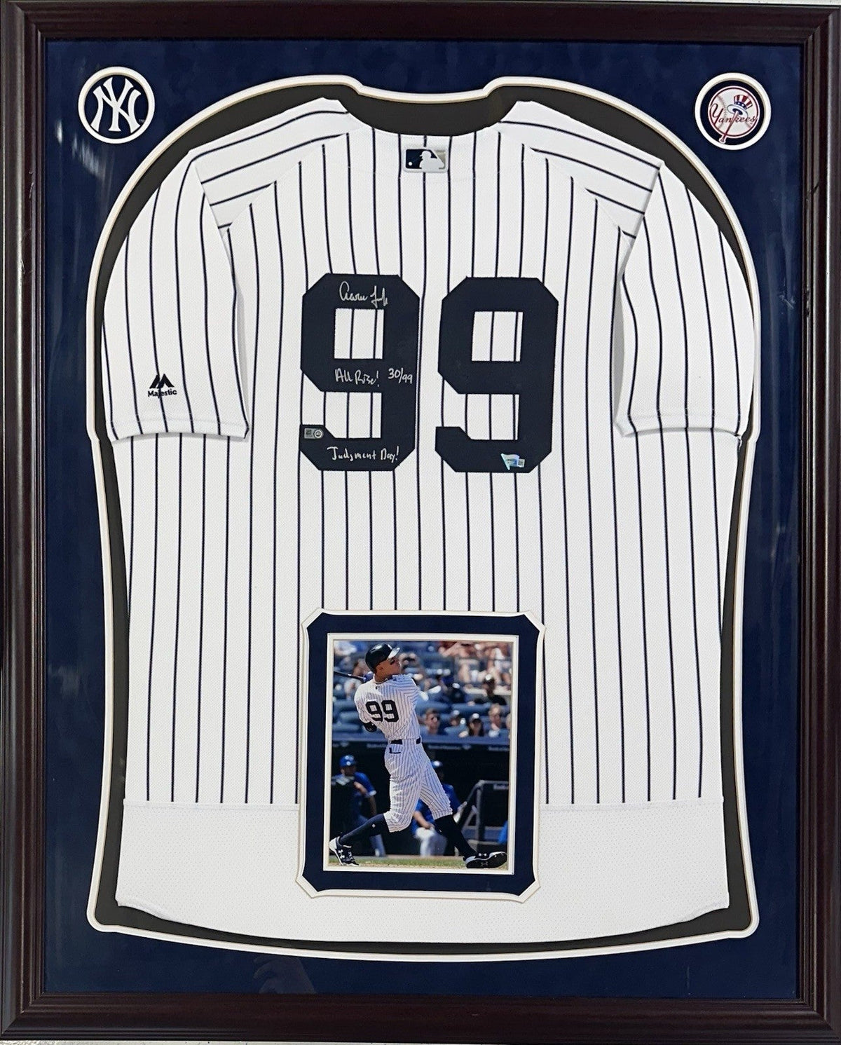 Aaron Judge Signed Framed Jersey Yankees /99 Judgement All Rise Auto Fanatics