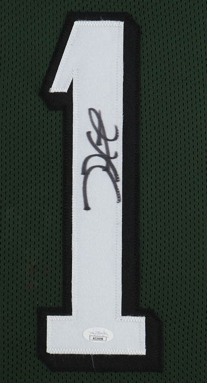 Jalen Hurts Signed Philadelphia Eagles 35 x 43 Framed Jersey (JSA QR Code ) Q.B