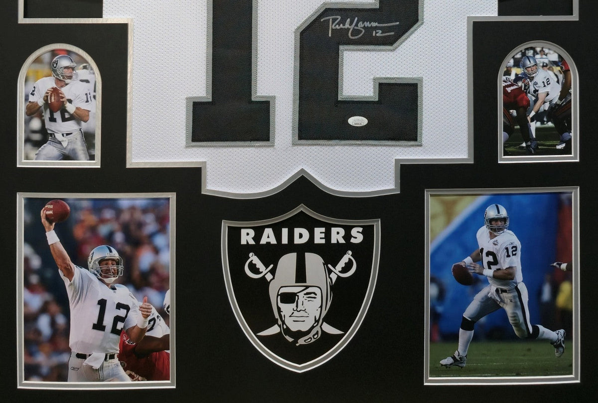 FRAMED OAKLAND RAIDERS RICH GANNON AUTOGRAPHED SIGNED JERSEY JSA COA