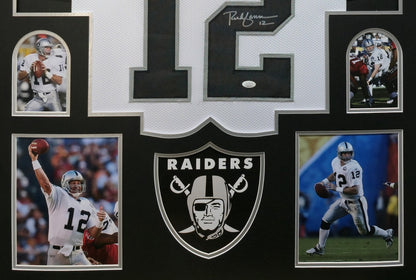 FRAMED OAKLAND RAIDERS RICH GANNON AUTOGRAPHED SIGNED JERSEY JSA COA