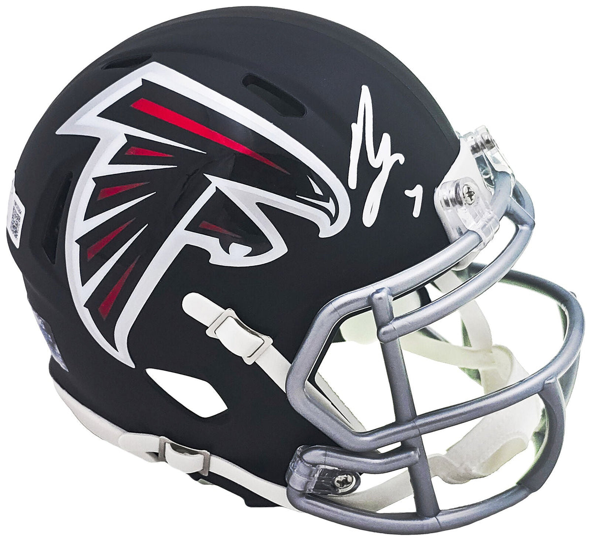 BIJAN ROBINSON AUTOGRAPHED FALCONS BLACK MINI HELMET BECKETT 221146