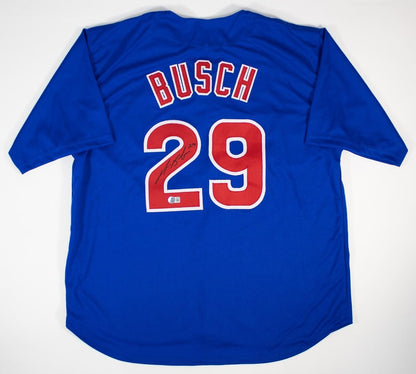 Michael Busch Signed Chicago Cubs Jersey (Beckett) Chi-town 1st Baseman