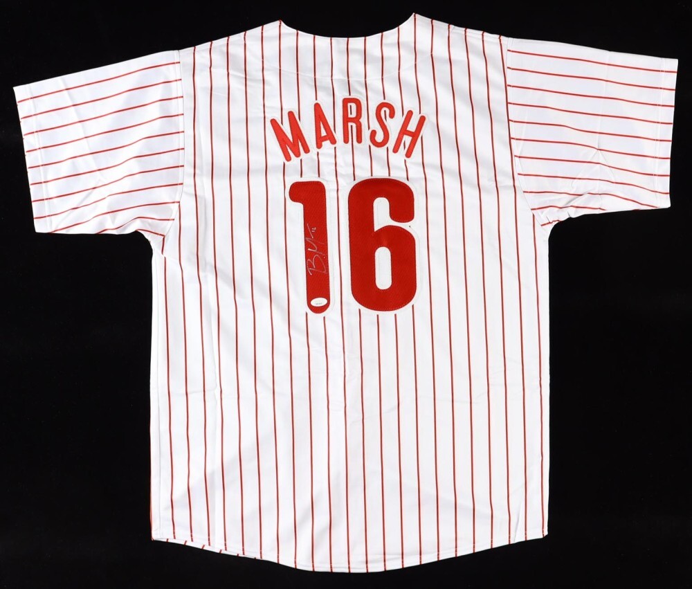 Brandon Marsh Signed Philidelphia Phillies Pinstripe Jersey (JSA) Outfielder