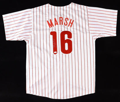 Brandon Marsh Signed Philidelphia Phillies Pinstripe Jersey (JSA) Outfielder