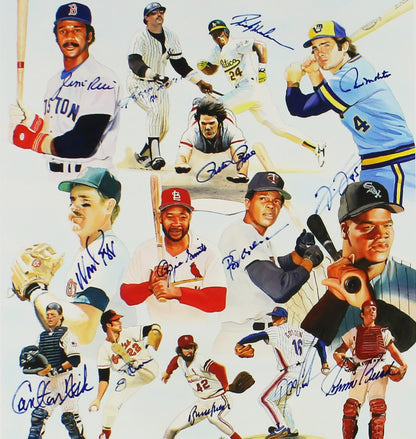 J Rice, R Jackson, R Henderson Signed #7A Team of Dreams 16x23 MLB Print 14 Sigs