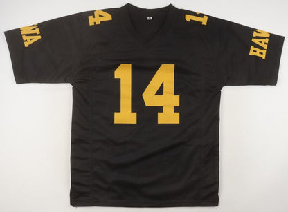 Ed Podolak Signed Iowa Hawkeyes Black Jersey (JSA) K.C. Super Bowl IV Champion