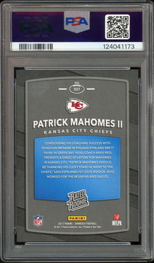 2017 Panini Donruss Rated Rookie Patrick Mahomes RC PSA 10/10 Auto GEM MINT