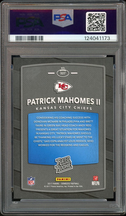2017 Panini Donruss Rated Rookie Patrick Mahomes RC PSA 10/10 Auto GEM MINT