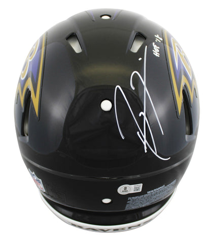 Ravens Ray Lewis "HOF 18" Signed Full Size Speed Proline Helmet W/ Case BAS Wit