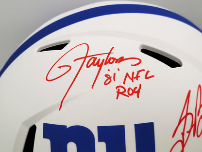 Lawrence Taylor Saquon Barkley Auto Giants Lunar Eclipse White FS Helmet ROY BAS
