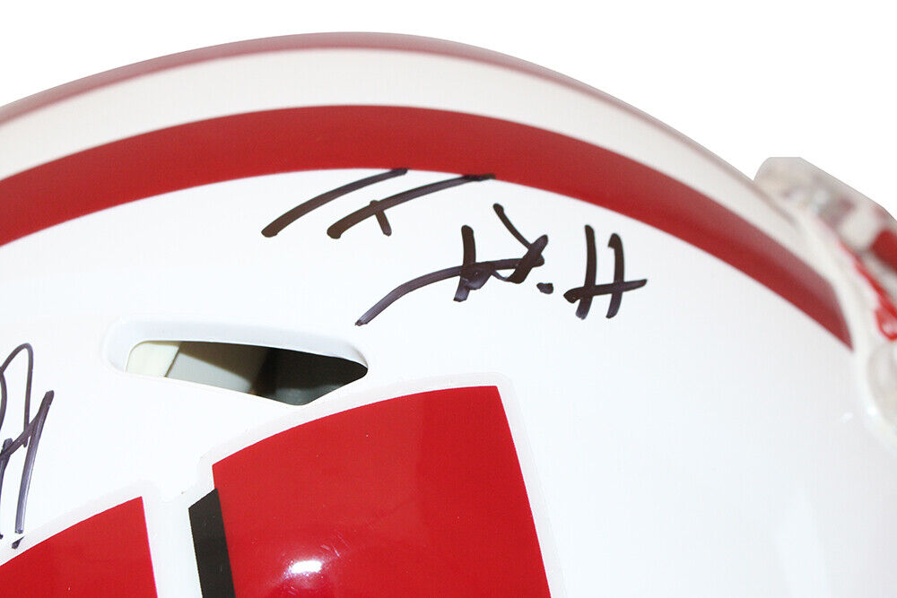 Watt Brothers Combo Signed Authentic Wisconsin Badgers Speed Helmet BAS 39789