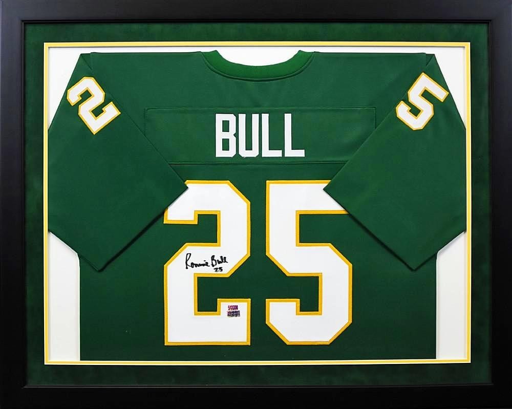 RONNIE BULL AUTOGRAPHED BAYLOR BEARS #25 GREEN FRAMED JERSEY COA