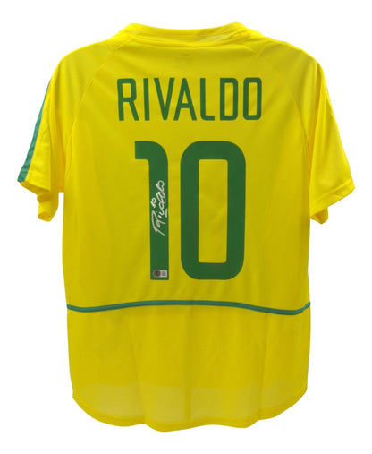 Rivaldo Signed Brazil National Team Jersey (Beckett) 2002 World Cup Champion