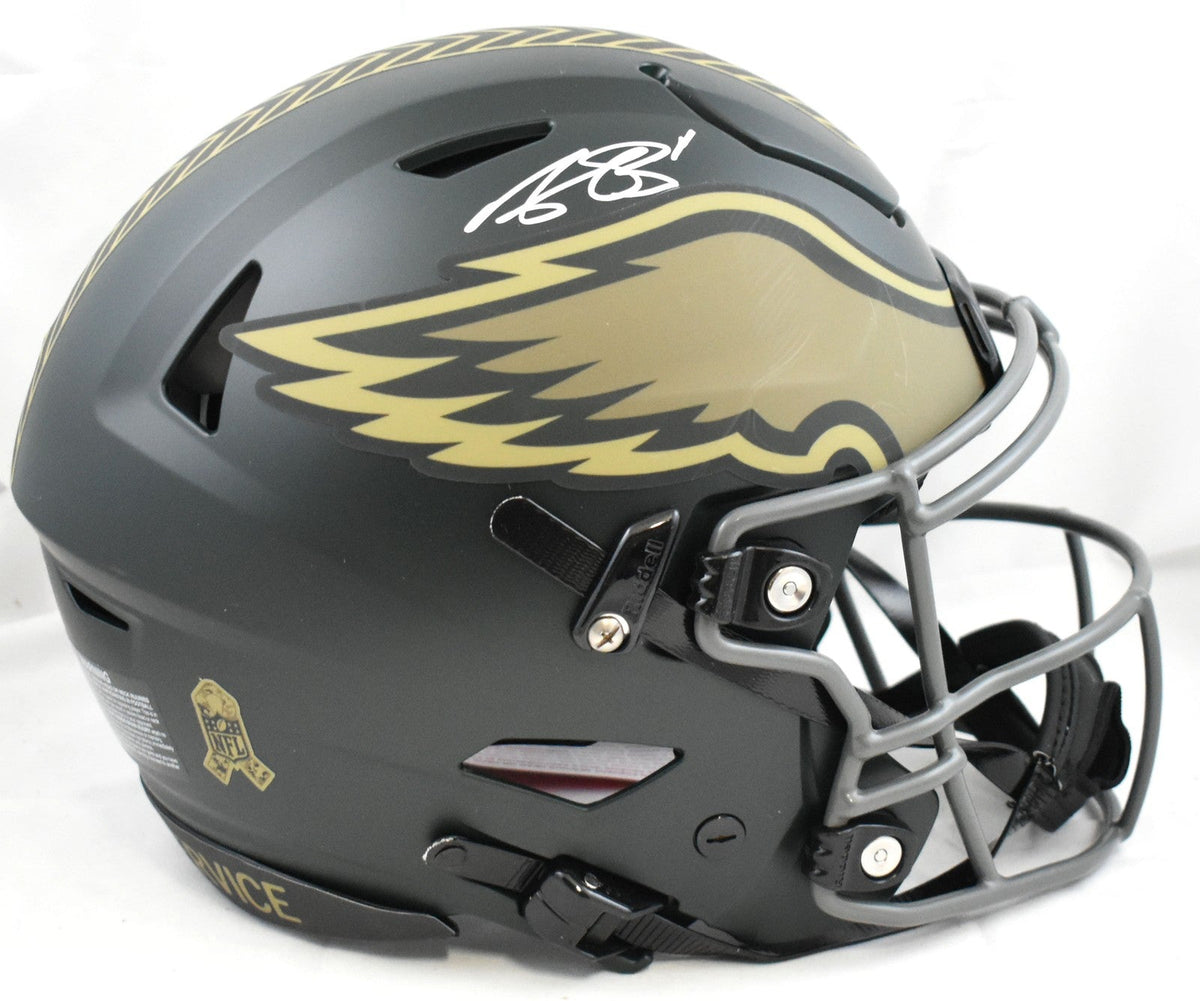 A.J. Brown Autographed Eagles F/S Salute 2025 SpeedFlex Helmet - Beckett W Holo