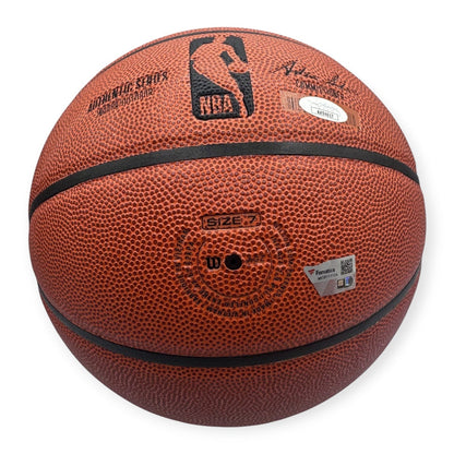 Jayson Tatum, White & Holiday Autographed Basketball 2024 Olympic Gold Inscribed