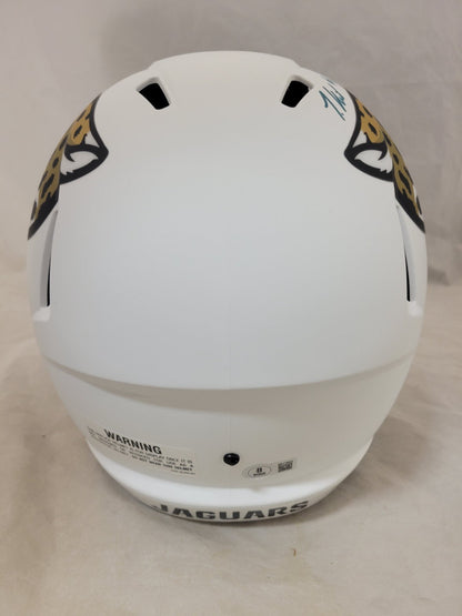 TRAVIS HUNTER SIGNED JACKSONVILLE JAGUARS ALT SPEED REPLICA HELMET BECKETT QR