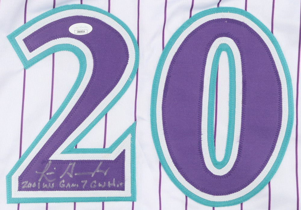 Luis Gonzalez Signed Diamondbacks Jersey Inscribed "2001 WS Game 7 GW Hit" (JSA)