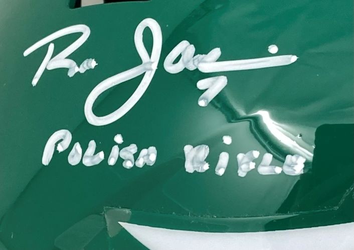 Ron Jaworski Signed Eagles FS Kelly Green Speed Replica Helmet Polish Rifle BAS