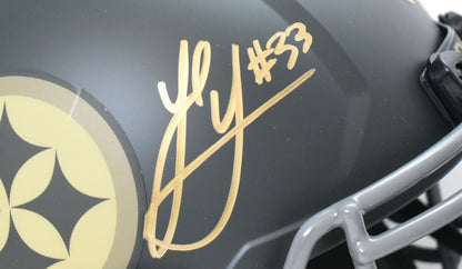 Jack Sawyer Autographed Steelers F/S Salute 2025 Speed Helmet-Beckett W Hologram
