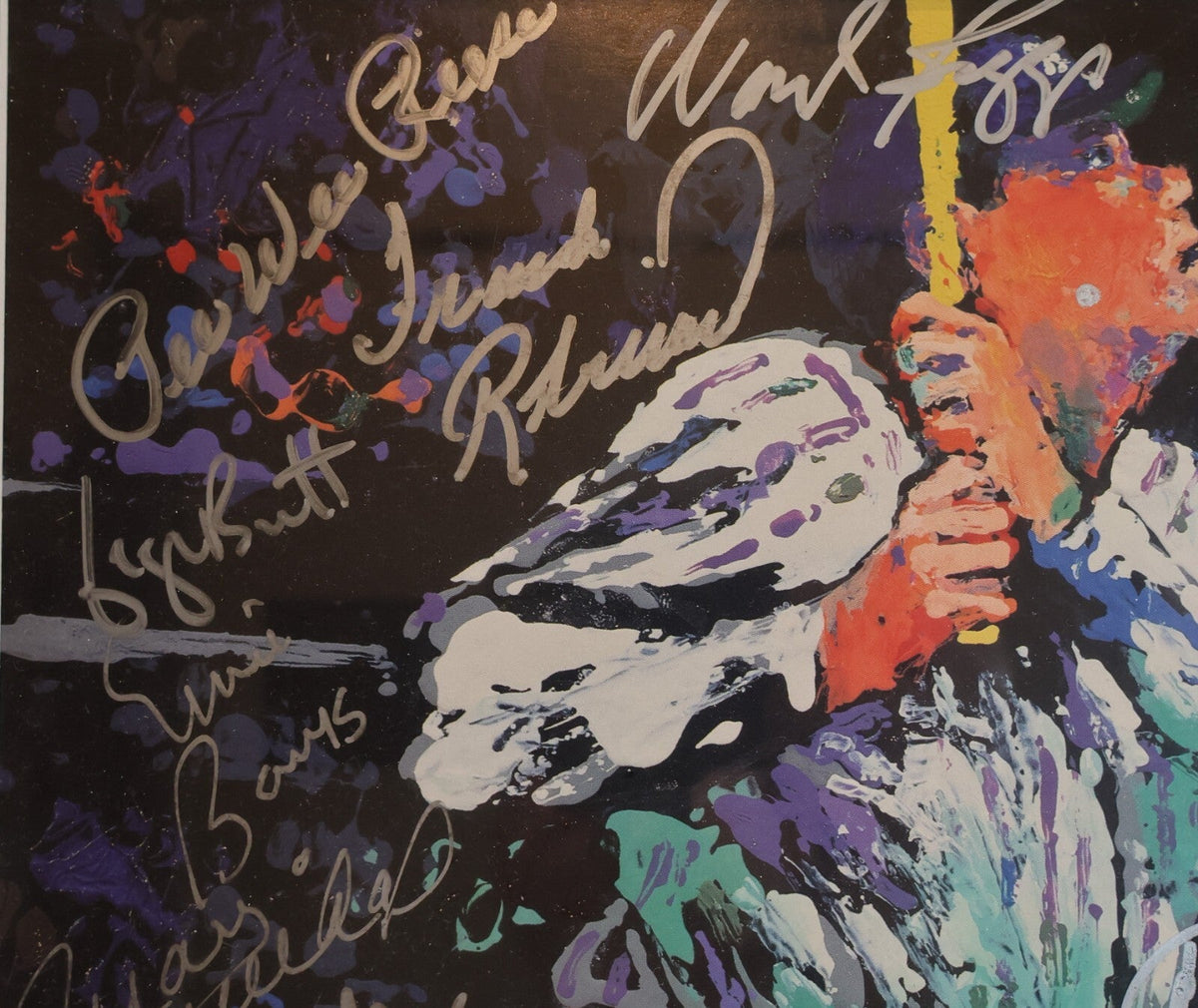 Framed Leroy Neiman Babe Ruth 11x14 Litho w/ Over 30 HOF Signatures JSA LOA