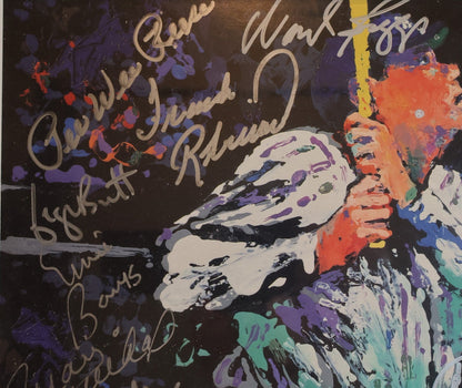 Framed Leroy Neiman Babe Ruth 11x14 Litho w/ Over 30 HOF Signatures JSA LOA