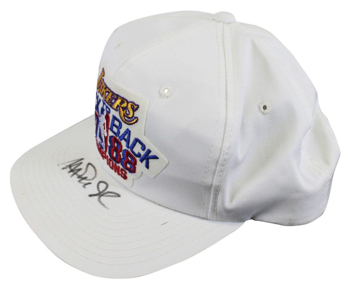 Lakers Magic Johnson Signed 1987-1988 NBA Champions Hat BAS Witnessed #W426872
