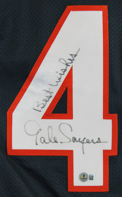 Bears Gale Sayers "Best Wishes" Signed Navy Blue Champion Jersey BAS #BV01101