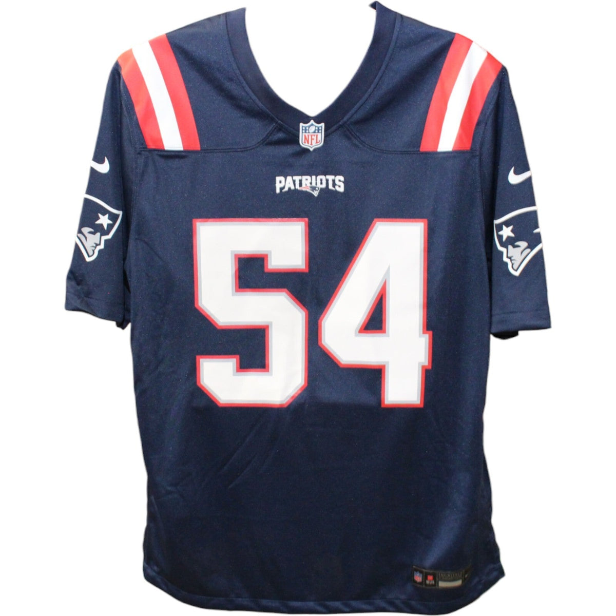 Tedy Bruschi Autographed New England Patriots Nike XL Blue Jersey Beckett 44676
