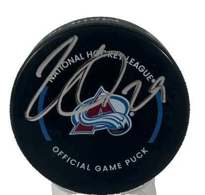 Nathan MacKinnon Autographed/Signed Colorado Avalanche Logo Puck Fanatics 48898