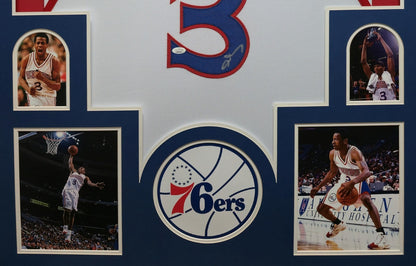 FRAMED PHILADELPHIA 76ERS ALLEN IVERSON AUTOGRAPHED SIGNED JERSEY JSA COA