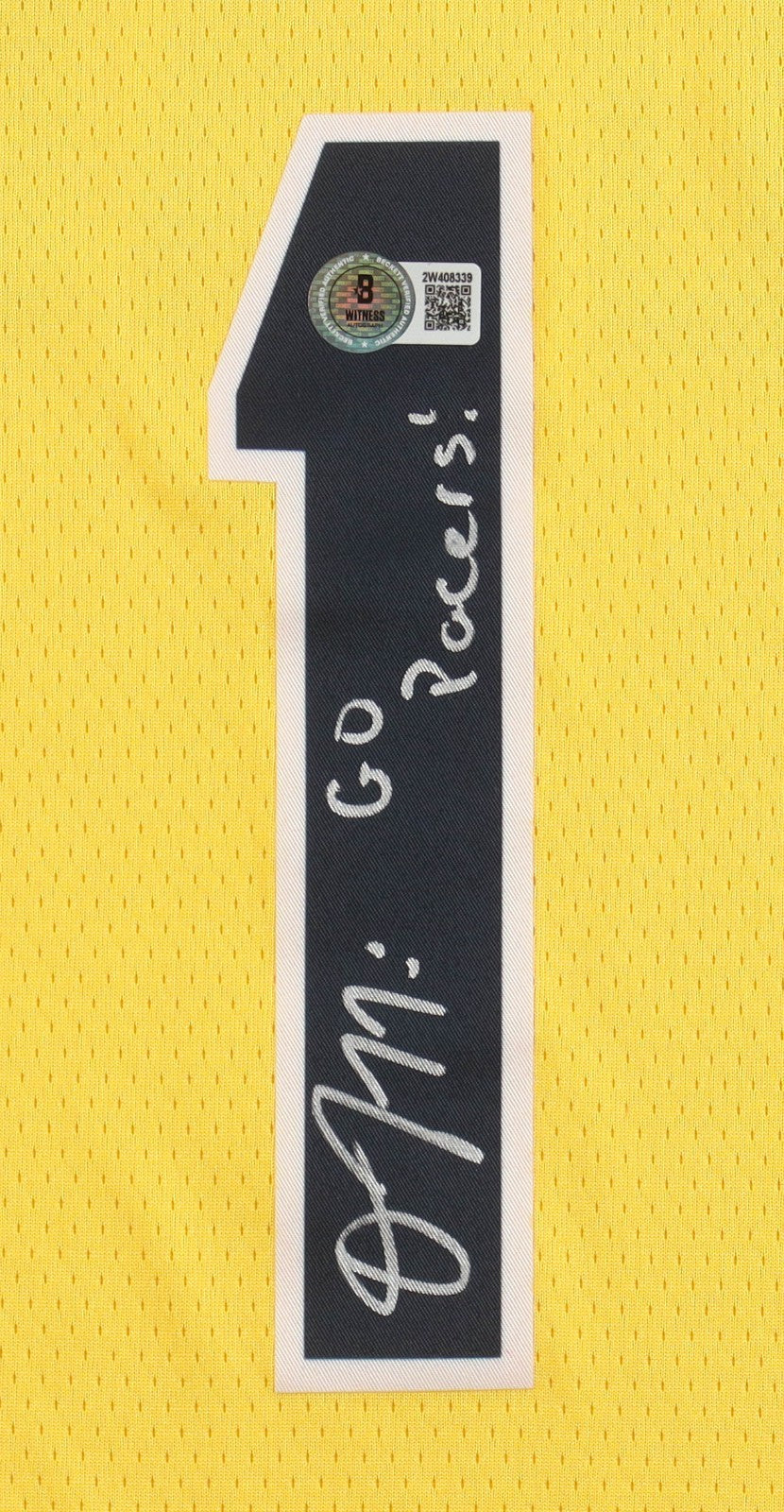 Obi Toppin Signed Indianapolis Pacers Yellow Jersey Inscribed Go Pacers/ Beckett